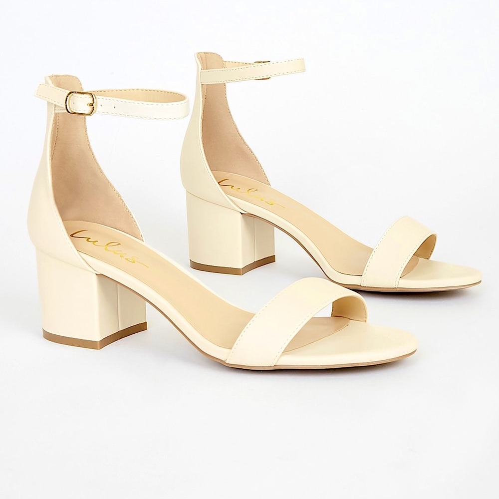 Lulus Harper Ankle Strap Heels Women’s Size 10 Off-White VGUC!
